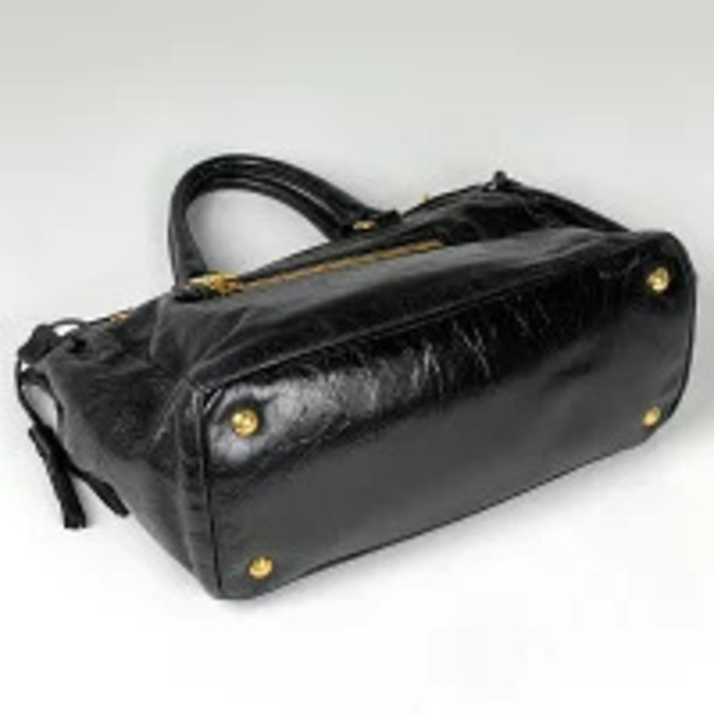 Prada Plate Leather Black Nero 2way Fringe Shoulder Bag